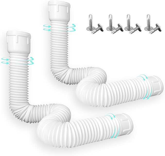 Roof Downspout Extension Pipe, Adjustable & Expandable Gutter Drain Pipe, PVC Anti-Clogging Rainwater Extension Hose for Roof Drainage（ROUND/WHITE)