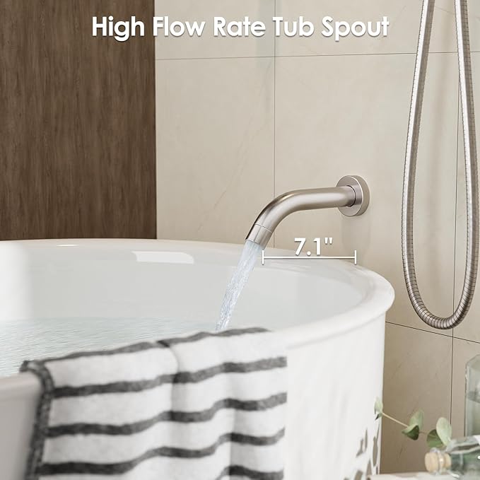 Gabrylly Bathtub Shower Faucet Set, Tub Shower System with 3-Way Shower Valve, High Pressure 10" Rain Shower head with Handheld Spray Combo, Wall Mounted Rainfall Shower Head Set, Brushed Nickel