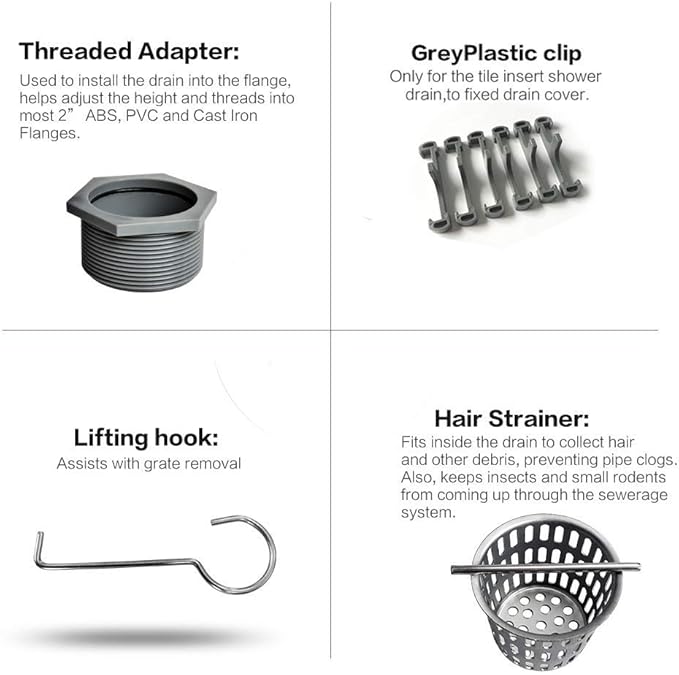 Neodrain 12-Inch Linear Shower Drain with 2-in-1 Flat & Tile Insert Cover, Brushed 304 Stainless Steel Rectangle Shower Floor Drain,Floor Shower Drain with Hair Strainer