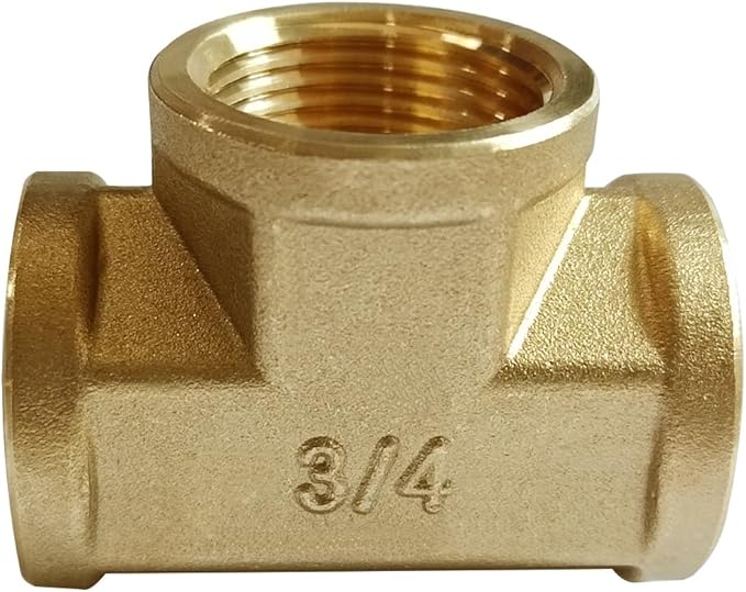 Joywayus 3/4 NPT Threaded Brass Pipe Fitting Tee T 3-Way Female Adapter