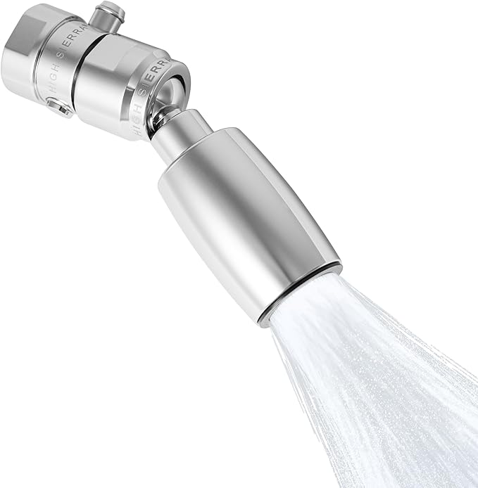 High Sierra® - Shower Head Pause & Pressure Control Valve - Solid Metal – Push-Button Valve Easily Controls the Flow of Water or Shuts It Off to Just a Trickle - Brushed Gold Finish