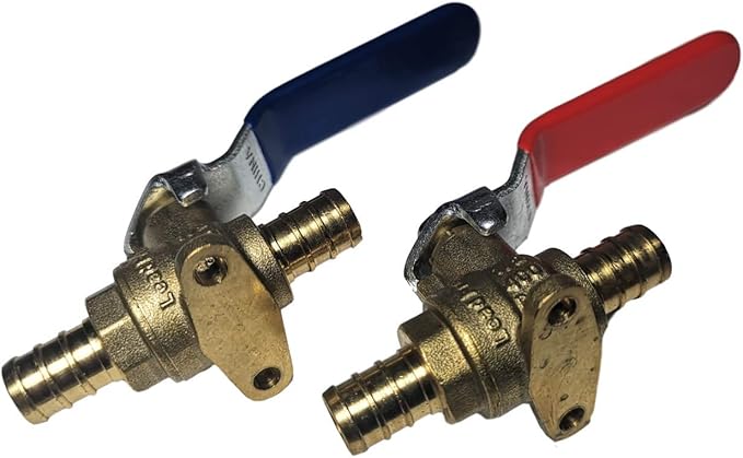 2 Pieces XFITTING 1/2" Pex Ball Valve with Drop Ear Hot and Cold.