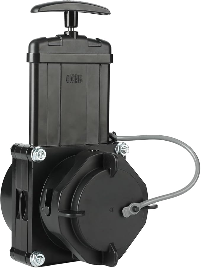 RV Gate Valve 3-Inch Hub to 3-Inch Lug with Cap Glue on 3" PVC Sewer Pipe with Cement UV-Resistant Plastic Made(1Pack) Black(8051)