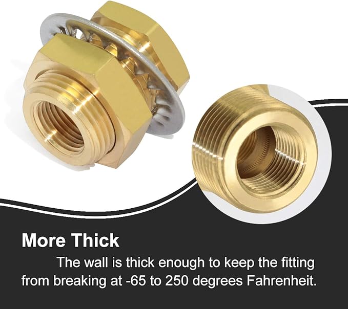 2pcs Brass Bulkhead Fittings 3/8” NPT Female to 3/8” NPT Female Thread Bulkhead Straight Connector Brass Coupling 1.3” Length Outer Diameter 1”-14 Bulkhead Tank Air Hose Line Pipe Fittings