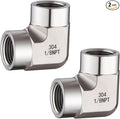 Stainless Steel Pipe Fitting,90 Degree Barstock Street Elbow, 1/8" NPT Female x 1/8" NPT Female (Pack of 2)