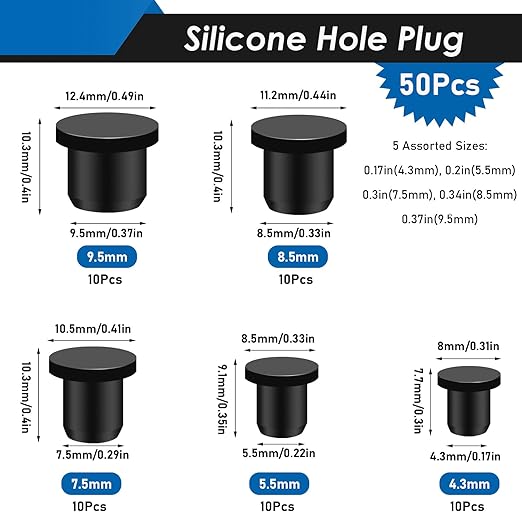 70Pcs 16 Sizes Solid Rubber Stoppe & Silicone Hole Plug Assortment Kit Flexible Rubber Stoppers Waterproof Sealing Plugs for Kitchens, Flask, Plug Holes, Bathtub