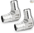 TAISHER 2PCS 304 Stainless Steel 90 Degree Elbow Pex Fittings, 3/4" Pex Fitting With 4PCS Hose Clamp For Pex Tubing Pipe