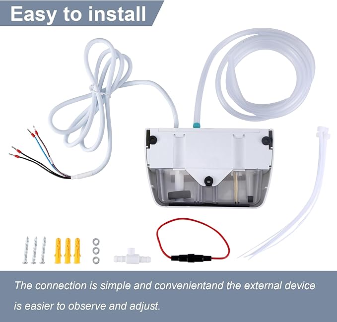 Mini Split Condensate Pump, AC Hvac Silent Condensate Pump, 100-240V, 50/60Hz, Ultra-Quiet (< 19dB), Anti-Siphon Device, Suitable for HVAC, Air Conditioners, Dehumidifiers, etc.