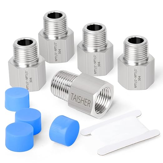 TAISHER 5PCS Forging of 304 Stainless Steel Fitting, Reducer Adapter, 1/2-Inch Male Pipe x 1/2-Inch Female Pipe