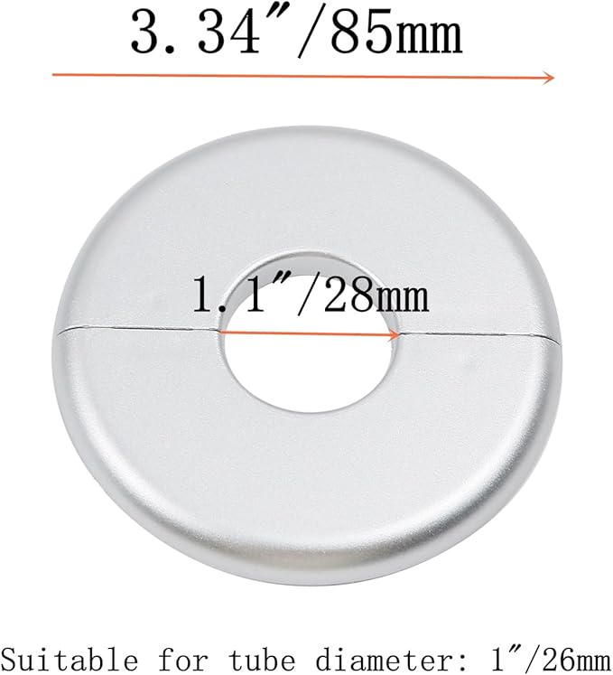2 Pcs Wall Split Flange, ABS Round Self-Adhesive Escutcheon Plate Buckles Design for 1"/26mm,Silver