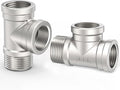 ChillWaves 304 Stainless Steel Pipe Fitting, Male Run Tee 1" NPT Female x 1" NPT Female x 1" NPT Male Thread Adapter(2-PACK)