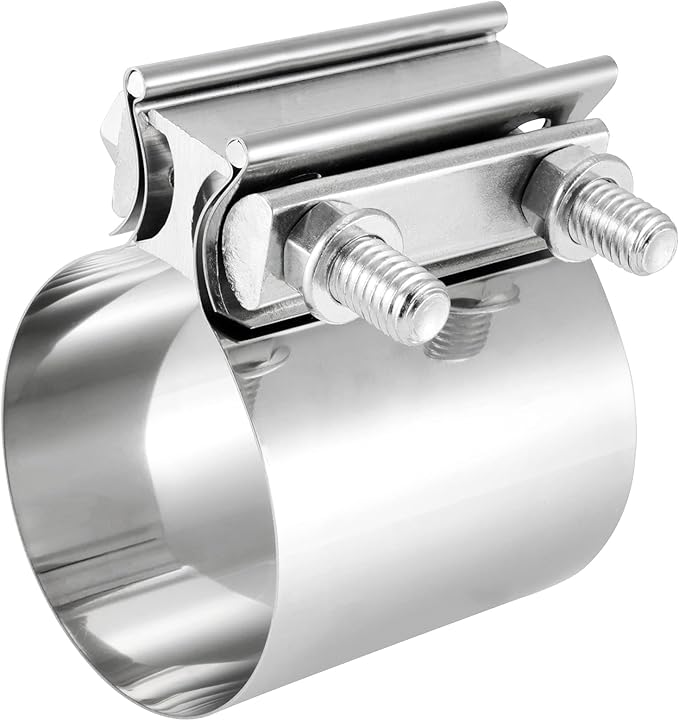4 Pack 2.5 Inches Butt Joint Exhaust Clamp Sleeve, Stainless Steel Butt Joint Exhaust Seal Band Clamp Exhaust Coupler for 2.5-Inch OD Exhaust Pipes, Mufflers Connection