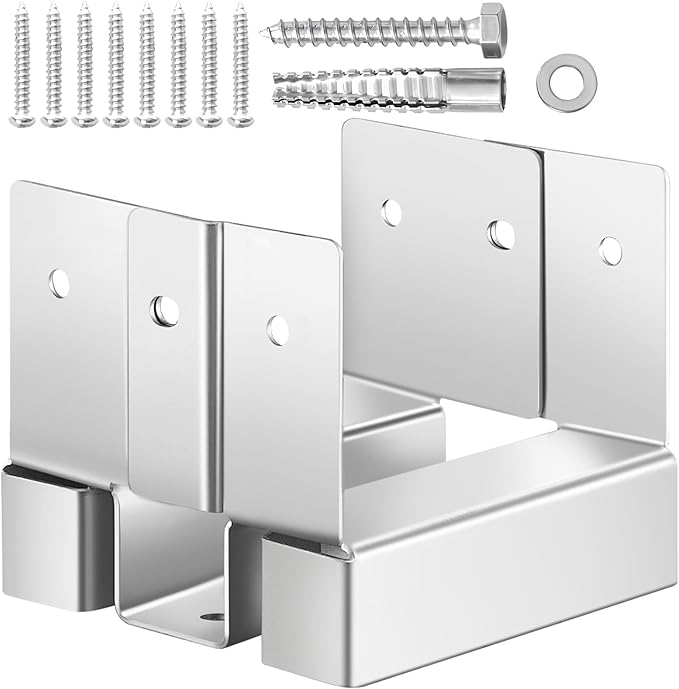 VEVOR 4x4 Post Base 10 Pcs, Inner Size 3.53x3.56inch/89.6x90.5mm Concrete Post Anchor, Heavy-Duty Zinc-Plated Carbon Steel Posts Brackets with 1 Inch Standoff Elevation, for Concrete Pergolas Patios