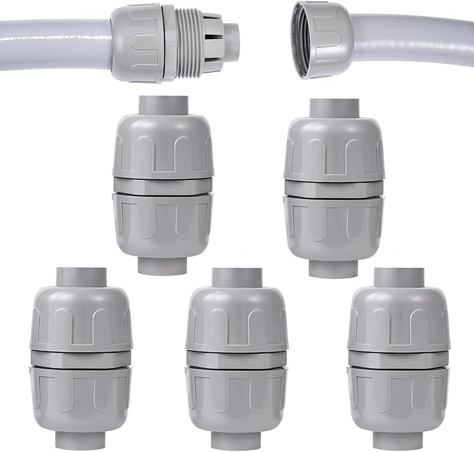 (5Pcs) NPT 3/4 inch Liquid-Tight Connector,PVC Flexible Conduit Double-Ended Connector,Straight 180 Degree,Two-Way Conduit Connector,Electrical Conduit Fittings