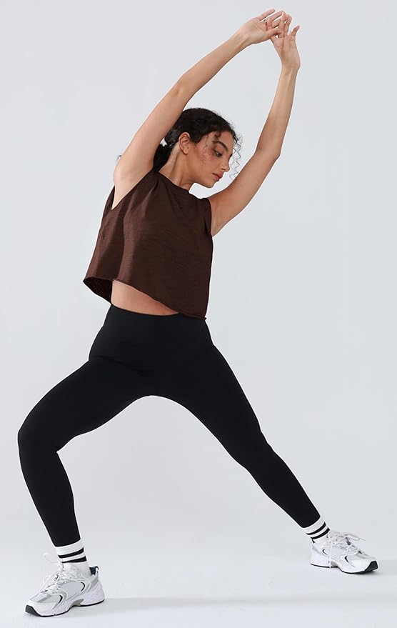 Women’s 100% Cotton Cropped Workout Tank Tops Soft Breathable Loose Fit Muscle Tank for Gym Yoga Running