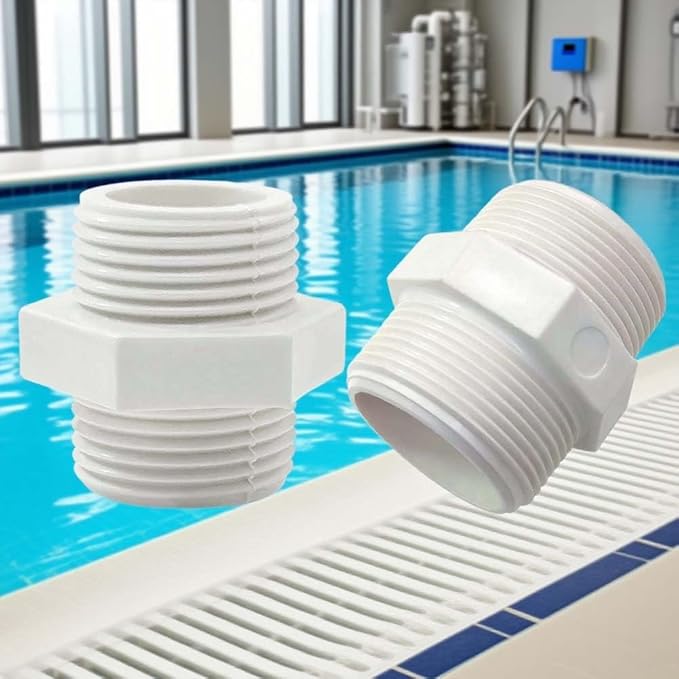2 PCS 1-1/4 Inch PVC Fittings Hex Nipple G1-1/4 Male to Male Thread Connector Coupling Adapter