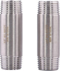 3/8" X 3/8" NPT Male Nipple Stainless Steel 304 Cast Pipe Coupling Fitting 2" Length (pack of 2)