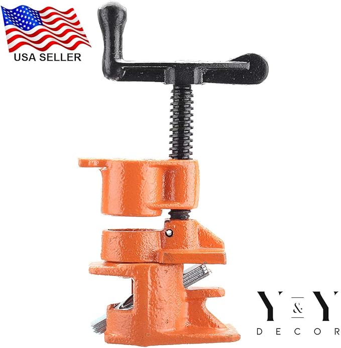 Y&Y Decor 4 Pack 3/4" Pipe Clamps for Wood Gluing, Heavy Duty Cast Iron, Professional Woodworking Tools