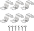 uxcell 6Pcs 20mm(13/16") One Hole Rigid Pipe Strap, 304 Stainless Steel Conduit Clamp Thicken U Bracket Heavy Duty Pipe Clamp with Self-Tapping Screws for Fixing Tube Cable, Silver