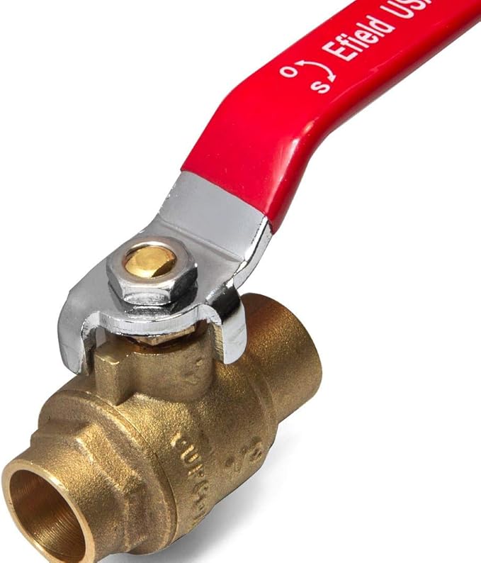(Pack of 10) EFIELD 3/4-Inch Sweat Brass Full Port Shut-off Ball Valve, 600 WOG (Water, Oil and Gas), Female Sweat Solder Connector SWT x SWT,(VALVE047-10PCS)