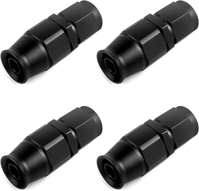 6AN PTFE Hose End Fitting Straight Swivel Only for PTFE Hose Aluminum Black 4PCS