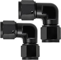 8AN Female to 8AN Female 90 Degree Swivel Coupler Fitting Adapter 3/4-16UNF Thread Aluminium Black 2PCS