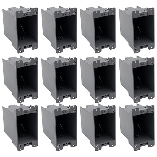 Electrical Outlet 1 Gang Box, 20 Cubic inches Old Work PVC Box for Wall Connection, ETL Certified, Single Gang Outlet Old Work Boxes, 12 Packs