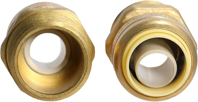 1 Piece XFITTING 3/4" Push Fit x 1" Male NPT Adapter, Push to Connect Male Adapter, Certified to NSF ANSI61, Brass, Plumbing Fitting for Copper, Pex, CPVC