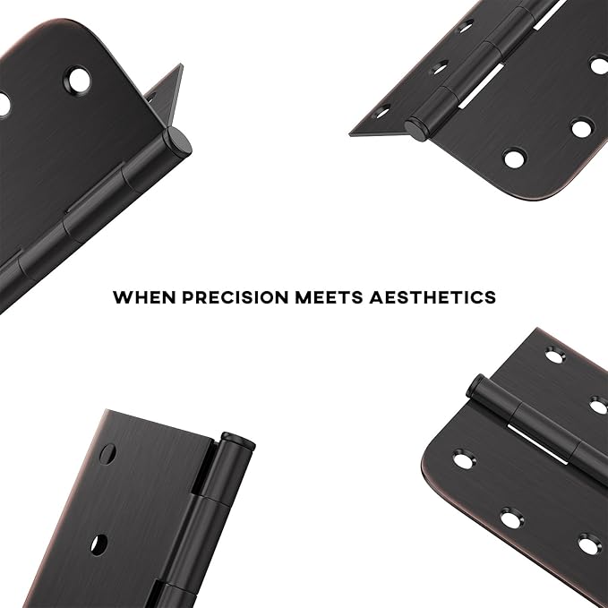 goldenwarm 3 Pack 4in Oil Rubbed Bronze Door Hinges Interior Door Hinges 4 x 4 Inch with Square & Round Corners, Iron Material