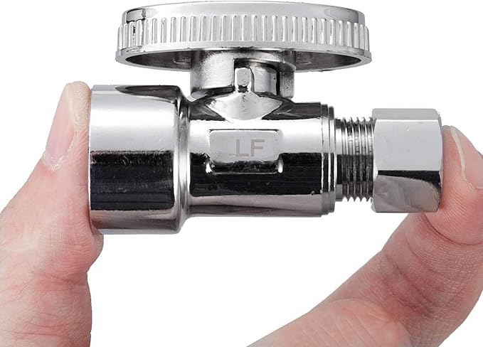 2 Pack Brass 1/2 Inch FIP x 3/8 Inch OD Compression Quarter Turn Straight Water Angle Stop Valve Shut Off
