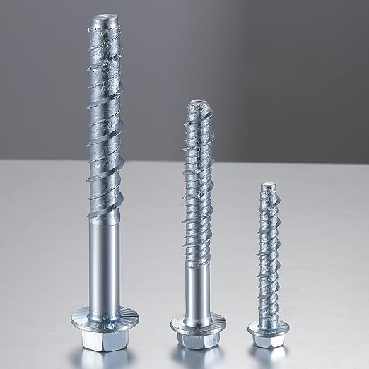 5/16" x 4" Zinc Plated Large Diameter Concrete Screw Actual Thickness 3/8"(10mm) for Anchoring to Masonry, Brick or Block (30 pcs)