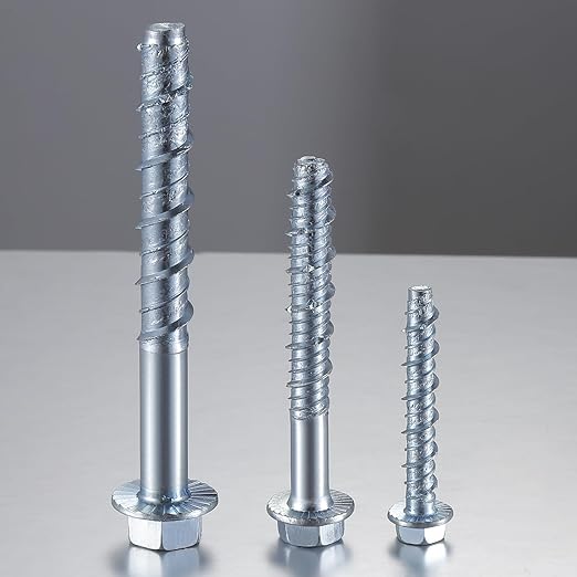 3/8" x 4" Zinc Plated Large Diameter Concrete Screw Actual Thickness 1/2"(12mm) for Anchoring to Masonry, Brick or Block (10 pcs)