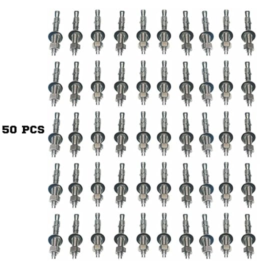 Wedge Anchors – Heavy-Duty 304 Stainless Steel Expansion Bolts for Concrete & Masonry, Rust-Resistant & Durable - 3/8" X 3" - 50 Pack