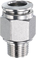 HARFINGTON Push to Connect Fittings 5/16" Tube OD x 1/8" NPT Thread Male Straight Union Fittings 304 Stainless Steel Quick Connect Pneumatic Accessories for Trailers Air Brake System