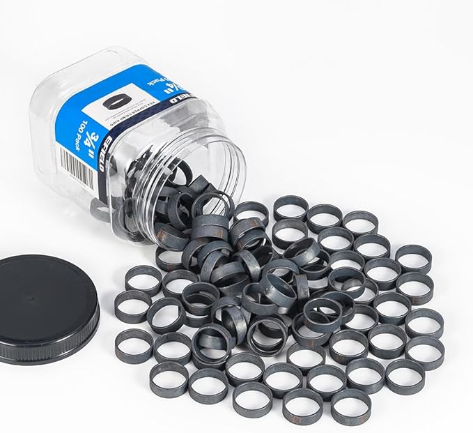 100-Pack in Bottle EFIELD 3/4" Pex Copper Crimp Rings For Pex Pipe Connection,Black-Oxidized Surface Treatment,(CLAMP025)