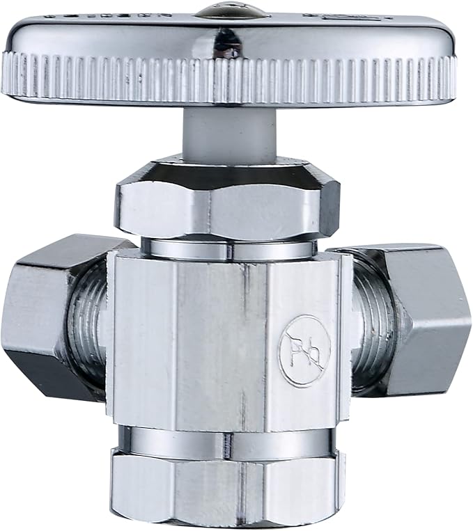 (2-Pack) Cyrret Angle Stop Valve 3-Way 1/2" FIP x 3/8" Compression x 3/8"Compression Multi-turn Dual Outlet Angle Stop Water Faucet Toilet Shut off Valve
