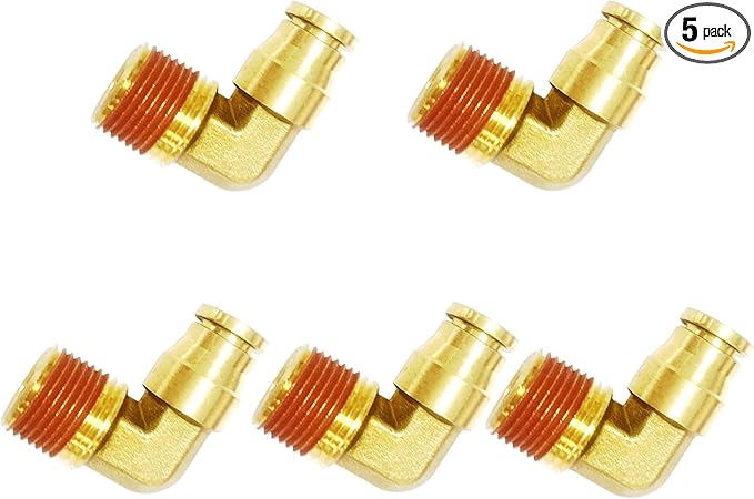 Push to Connect Fittings 3/8" Tube OD x 3/8" NPT Male Air Line Fittings - 5pcs