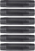PIPE DECOR 1" x 6" Black Steel Plumbing Pipe, 6-Pack, Pre Cut Connector, Industrial Steel Grey Fits Standard One Inch Threaded Black Malleable Iron Fittings, Build Vintage DIY Furniture