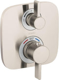 hansgrohe Ecostat E Modern Thermostatic Shower Valve Trim with Temperature Control and Diverter in Brushed Nickel, 15708821