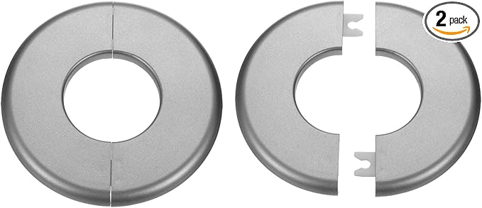 HARFINGTON 2pcs Wall Split Flange 44mm/1.7" Self-Adhesive Plumbing Cover Plates ABS Plastic Round Escutcheon Plate Buckle Design for Water Pipe Bathroom Kitchen Decoration, Gray