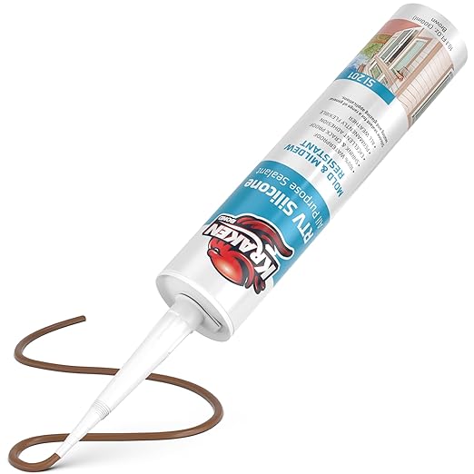 Kraken Bond Brown Silicone Sealant Waterproof% 100-10 fl oz Cartridge - RTV Silicone Caulk Kitchen and Bathroom, All Purpose, Window Caulking Sealant Outdoor, RV, Exterior Use Silicon - 2 Pack