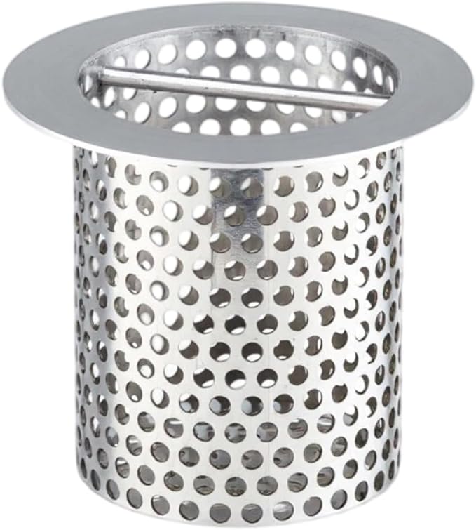 Commercial Floor Drain Strainer, 4 1/2" Lip Diameter x 4" Tall 316 Perforated Cylindrical Mesh Stainless Steel Drain Strainer with Carry Handle for Restaurant/Factory/Kitchen/Laboratory