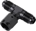6AN Male Flare Tee T Fitting Adapter with AN6 Female Swivel On Side Aluminum Black