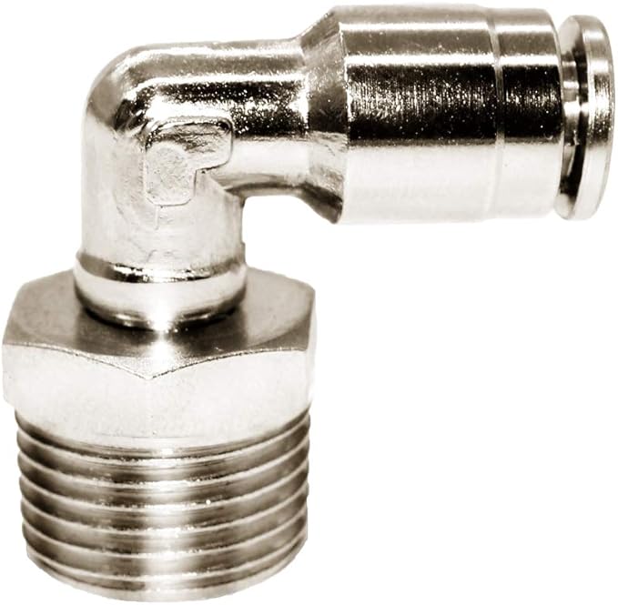 Beduan Brass BPL Push to Connect Air Fittings Elbow 1/4" Tube OD x 3/8" NPT Male 90° Degree Adapter (Pack of 5)