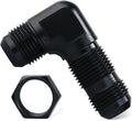 8AN Male Flare 90 Degree Bulkhead Fitting Adapter with 8AN Nut Aluminum Black