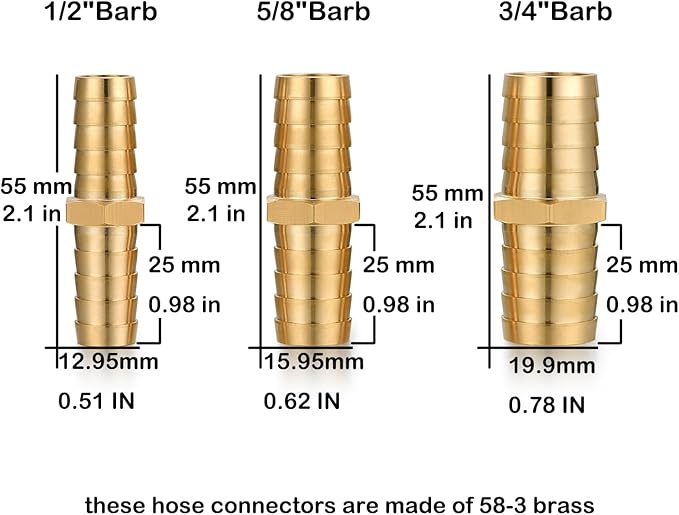 Garden Hose Repair Connector,Solid Brass Hose Repair Kit, 5/8" Barb Garden Hose Fittings(5/8"Barb -2 Set)