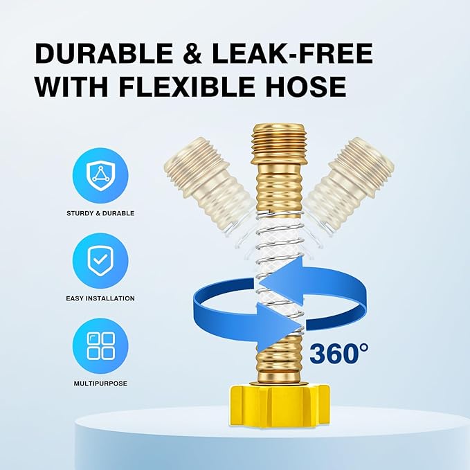 RV Inline Water Filter with 2 Flexible Hose Protector, NSF Certified, Reduces Odors, Chlorine, Bad Taste, Water Filter for Boat, RV, Marine Use, Garden, 2 Pack