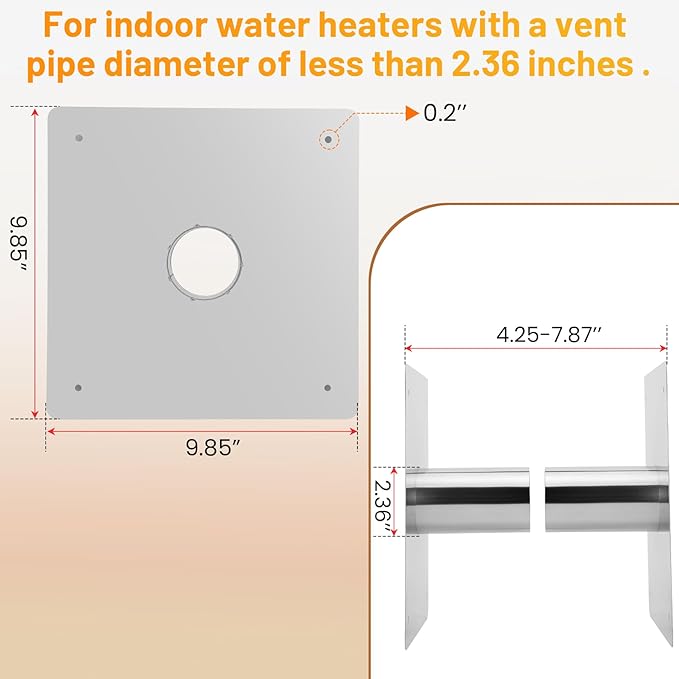 Thickening Stainless Steel Vent Wall Thimble,Suitable for Walls Ranging from 4.7 "to 7.0",for Indoor Gas Tankless Water Heater,Ideal for Home Heating and Bathroom Setups (silver, 2.36In)