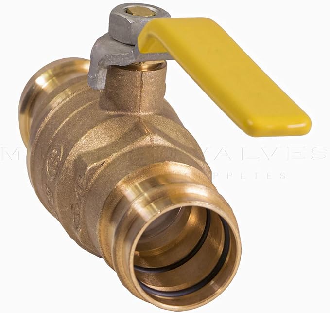 Midline Valve 5 Pack 1 Inch Press Ball Valve with Double-O-Ring, Full Port Press Ball Valve with 1" Connections, Brass Finish