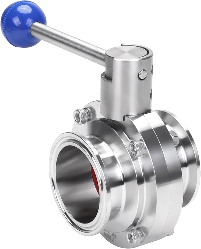 DERNORD 2 Pack 2 Inch Tri Clamp Sanitary Butterfly Valve with Pull Handle Stainless Steel 304 Tri Clamp Clover (2" Tube OD)